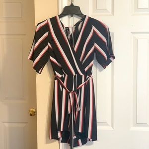Striped wrap romper